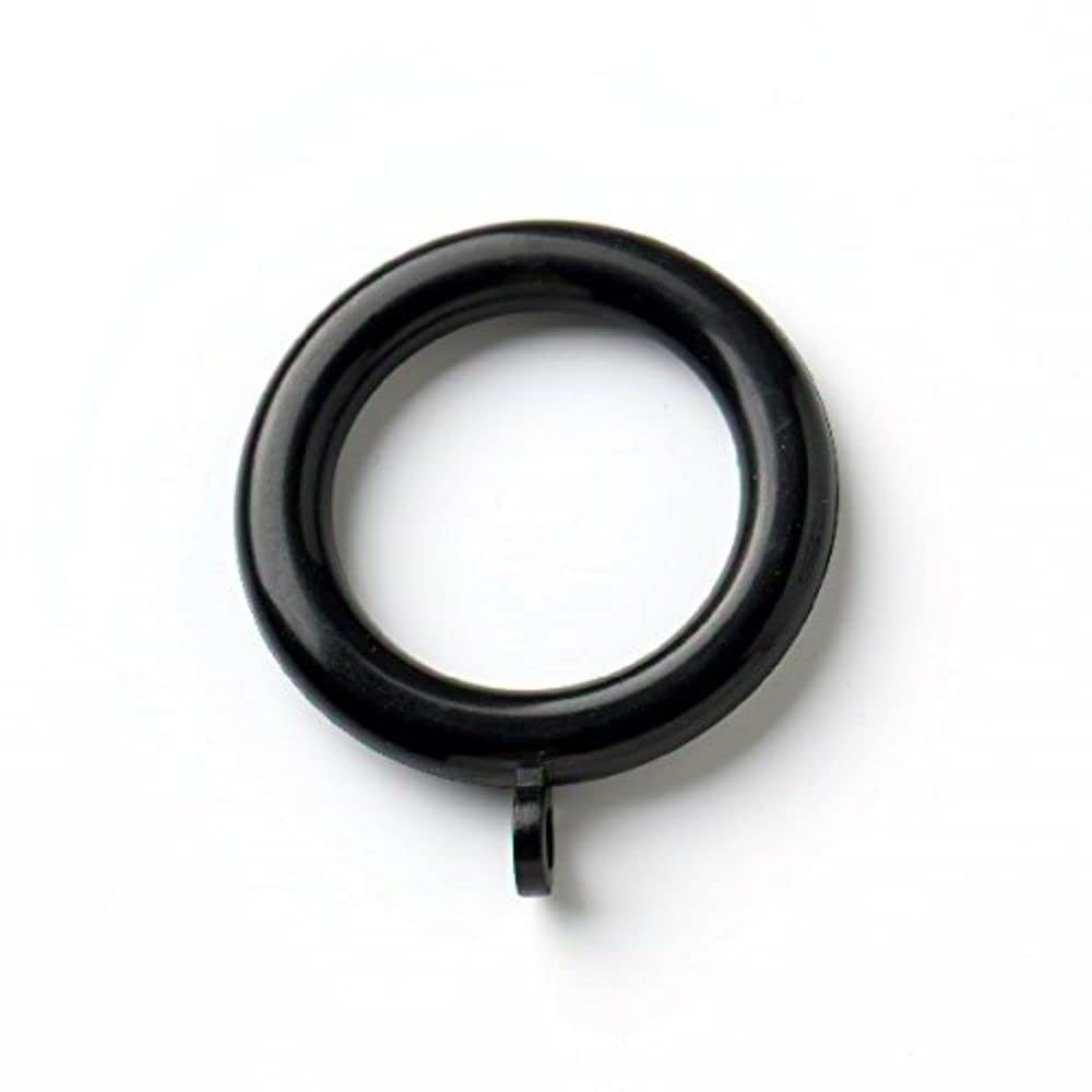 Merriway BH03245 (24 Pcs) Plastic Curtain Drapery Pole Rod Rings with Fixed Eye, Inner Diameter 37mm (1.7/16 inch) Outer Diameter 50mm (2 inch) Black - Pack of 24 Pieces