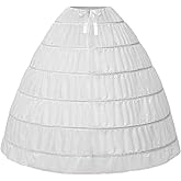 GZKUM Women Crinoline Petticoat A-line 6 Hoop Skirt Slips Long Underskirt for Wedding Bridal Dress Ball Gown