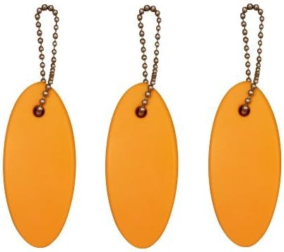 3 Pack ORANGE Floating Keychain key floats *Polyurethane Foam* 6" stainless ball chain