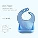 Waterproof Silicone Bibs for Babies & Toddlers, Cute Stone Soft Baby Bib with Food Catcher Pocket Adjustable Stain Resistant Easily Wipe Clean BPA Free Great Baby Feeding Gift, Pack of 2, Blue/Yellow