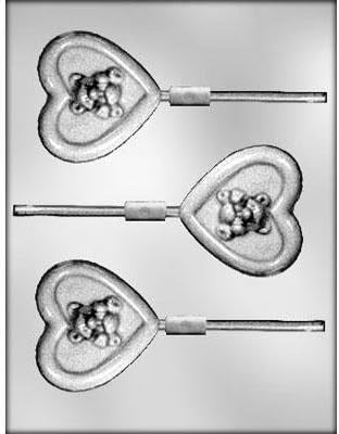 Large Heart with Bear Chocolate Lollipop Mould 3 on 1