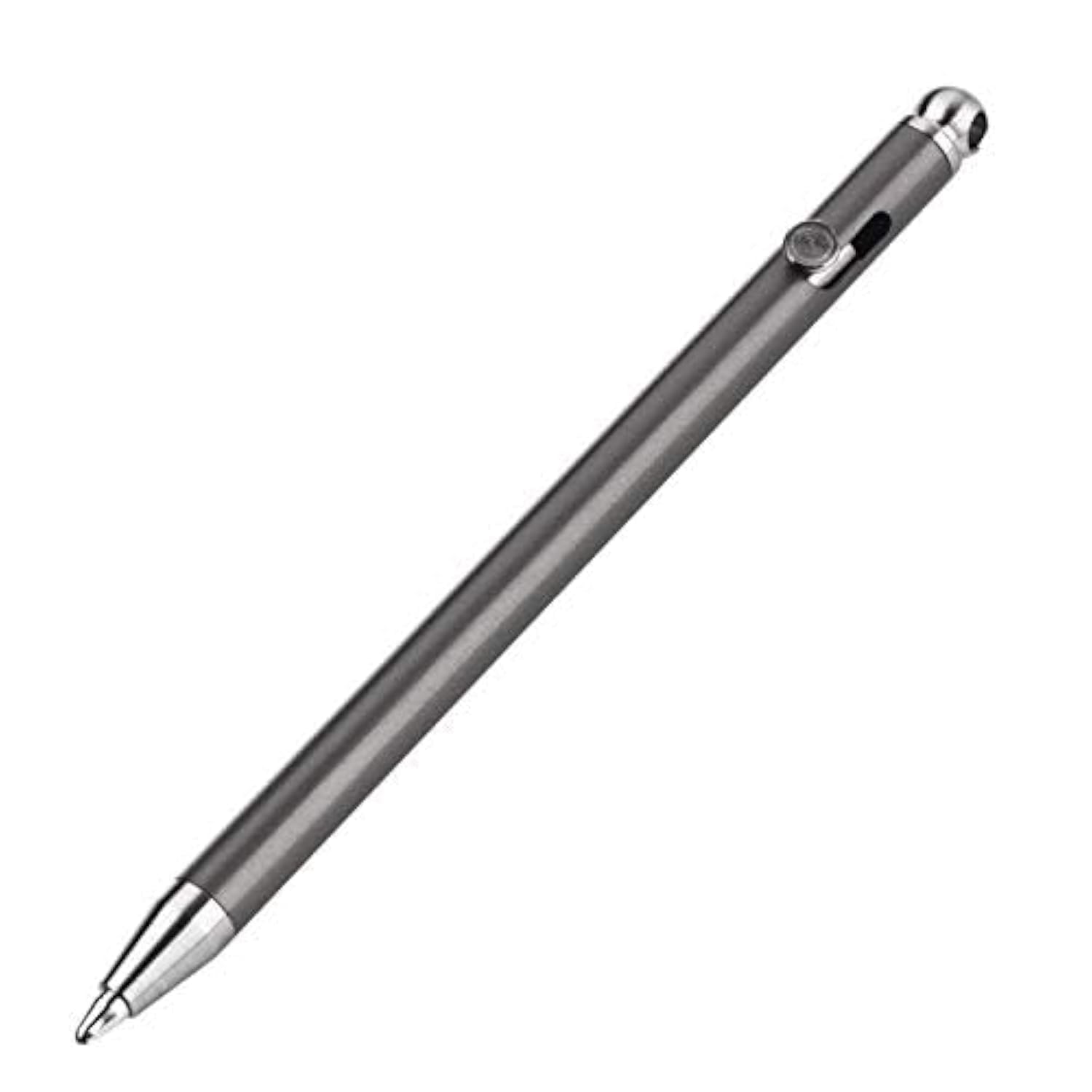 SMOOTHERPRO Mini Titanium Ballpoint Pen Compatible with Fisher SU Refill with Key Ring for Backup Pendant Work EDC Business Gray (KT208)