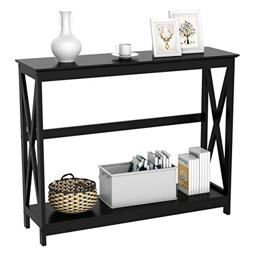 Yaheetech Console Table for Entryway, 2 Tier Entryway Table Bookshelf Accent Table w/Storage