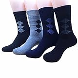 Premium Men's Winter Socks By Ywjiepan - Extremely Thick & Soft Design, Warm & Comfortable Elite socks, Cute & Adorable Patterns,Christmas Or Valentine's Day Gift - 4-Pack