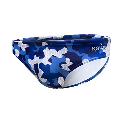KGKE Mens Sexy Swim Briefs Camo Pattern Bikini Swimsuit For Men (Blue Camo, XXL) - Thumbnail 6