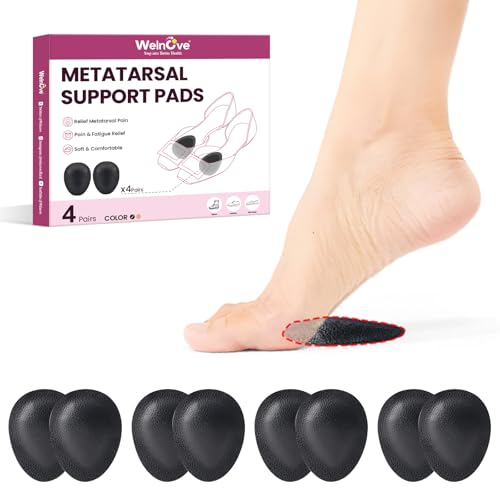 Welnove Unisex Metatarsal Pad-Leather Forefoot Pad Provides Metatarsal Support-Soft Insoles for Metatarsalgia and Morton's Neuroma-Shoe Friendly(S)