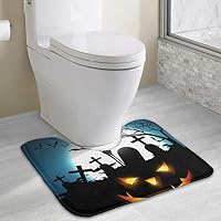 ASINL Halloween Happy Toilet Bath Mat U-Shaped Contour Rug Soft Non Slip Bathroom Mat Rugs