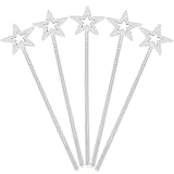 XiangGuanQianYing 13.4 Inch Princess Wands Princess Party Supplies Scepter and Star Princess Wand(Silver 5 Pack)