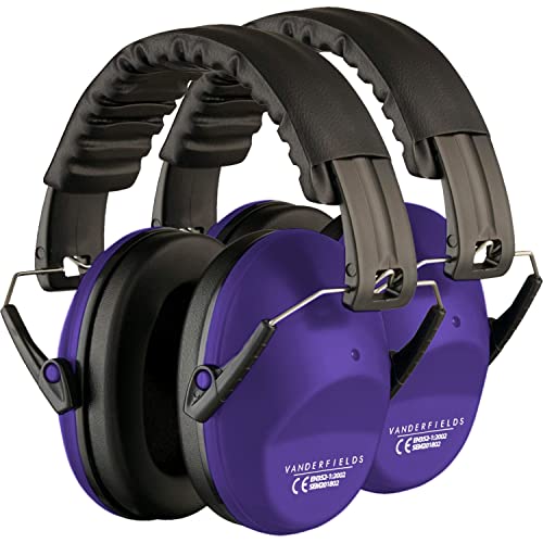 Vanderfields Ear Defenders Adults -26dB SNR-Purple Power[2-Pack]-Protection Passive Noise Cancelling Headphones-Safety Earmuffs Ear Protectors - Hearing Protection Shooting - Ear Defenders Autism, DIY