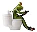 HAPTIME Frog Figurine Decor, A Frog Sitting on The Toilet Playing with his Phone, Frog Sculpture Statue, Creative Craft Resin, Great for Desk Bathroom Home Decoration (4.3 inch)