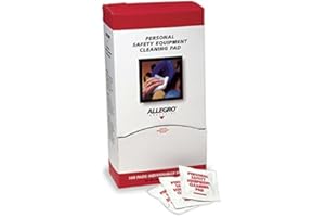 Allegro 1001 | Respirator Cleaning Pads, Alcohol (100/Box) | 5” x 8” Individually Wrapped Wipes | Non-Woven, Isopropanol-Saturated | Safe for Rubber Facepieces | Disposable Towelettes for PPE Cleaning