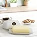 Butter Dish with Lid Handle Cover, 6.9 Inch Ceramic Keeper, Cream White