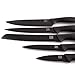 MEGALOWMART Set of 5 Black Stainless Steel Knife Set Cutlery Kitchen Knives