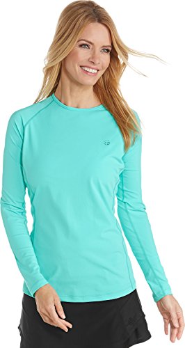 Coolibar UPF 50+ Women's Long Sleeve Hightide Swim Shirt - Sun Protective (3X- Tropical Mint)