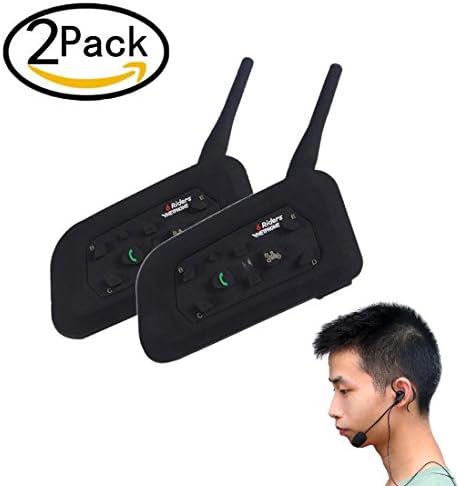 Toprui Bluetooth Intercom Communication Technical, Ear hook interphone and arm bags motorcycle helmet headset Clear Voice at sports for 6 people walkie talking (Dual)