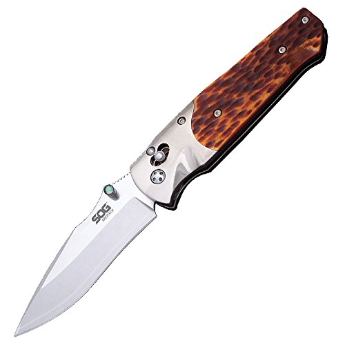 SOG Arcitech Folding Knife A01-P - Satin Polished, Jigged Bone Handle, 3.5