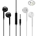Earphones Earbuds with Remote and Mic 3.5mm Jack Headphones Standard Retail Packaging Wired Ear Buds for iPhone,iPad, iPod,Samsung Galaxy and Android Cell Phones,2Pack (Black&White)