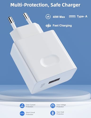 66W Fast Charger for Honor 400 200 600 Lite Smart Mains Chargers and 6A USB C Cable 1m Fast Charge for Honor Magic 6 7 8 Lite 6Pro V5 V3 X6b X6c X7b X8d X9c X9d for Pura 70 Pad 10 X9 X9a X8a
