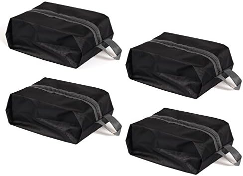 Lweisty 4 PCS Travel Organizer Shoe Bags Portable Waterproof Nylon Storage With Zipper Closure For Men &amp; Women (Black)