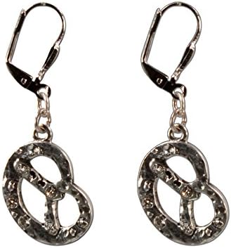 Bavarian Rhinestone Earrings Pretzel (silver coloured) - Traditional German Dirndl, Lederhose Jewelry