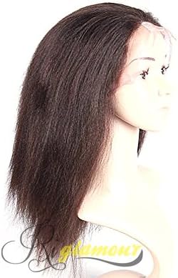 Riglamour Coarse Yaki Wig Lace Front African American Human Hair Wigs for Black Women Brazilian 100% Remy Short Wigs 130% Density (12", #2 Darkest Brown)