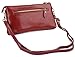 YALUXE Women's Large Capacity Genuine Leather Smartphone Wallet with Shoulder Strap Red