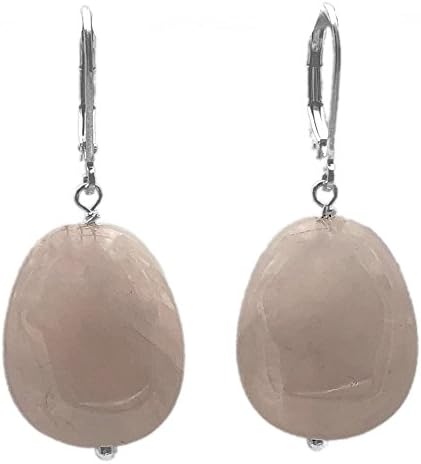 Dimple Egg Rose Quartz Earrings Sterling Silver Lever Back Earrings