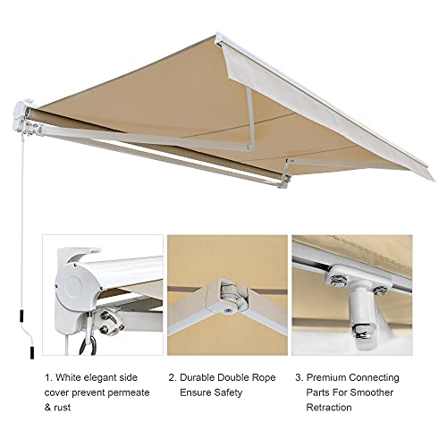 Diensweek Patio Awning Retractable 12'x10', Fully Assembled Motoried
