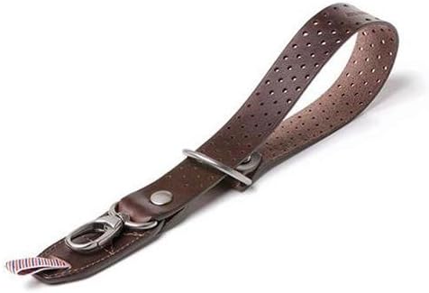 Barber Shop Razor Cut Leather Camera Wrist Strap, Dark Brown,