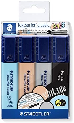 364 CWP4 Textsurfer classic 364 Textmarker (hohe Qualität Made in Germany, mit großem Tintenspeicher für extra lange Markierleistung, Etui mit 4 Farben, Vintage)