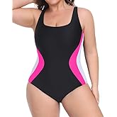 beautyin Plus Size Swimsuit for Women Adjustable Straps Tummy Control One Piece U-Back Bathing Suits