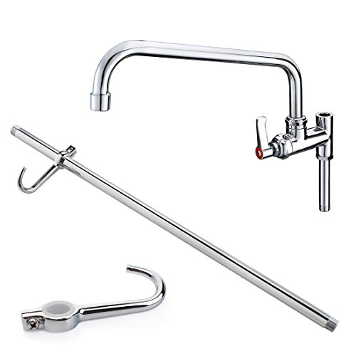 MS 4 - 8 Inch Adjustable Center Wall Mount 26'' Height Commercial Kitchen Sink Faucet Brass Mini Pre Rinse Unit With High Pressure Pull Down Spray And Add on Spout (6814P) - Thumbnail 2