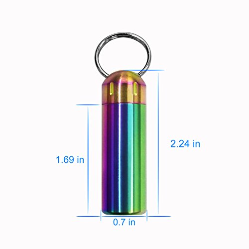 VTAR 100% Waterproof Stainless Steel Pill Case - Leakproof Single Compartment Pill Organizer, Portable Travel Keychain Pill Box for Purse Pocket (Small Pill Container)