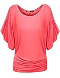 TWINTH Womens Short Kimono Sleeve Boat Neck Dolman Top