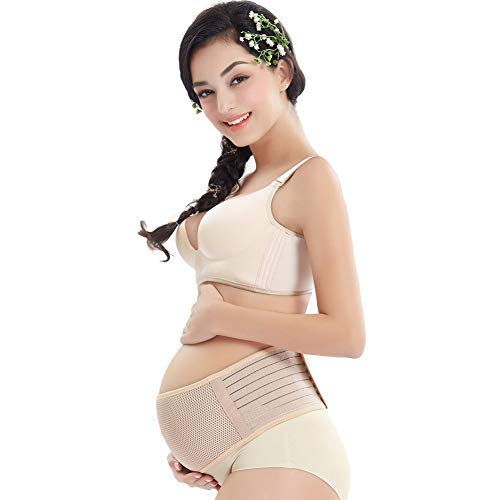 CAJOSO Pregnancy Lower Back Pain Relieving Lightweight Breathable Maternity Support Belt - Discrete Under Clothing-One Size Extendable to 3XXL for All Round Trimester Use (White-1) (Best Maternity Belt For Lower Back Pain)