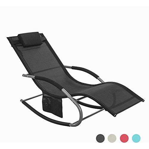 [- SoBuy Swingliege, Schaukelliege, Sonnenliege, Liegestuhl,Gartenliege mit Tasche Gewebe in Schwar
