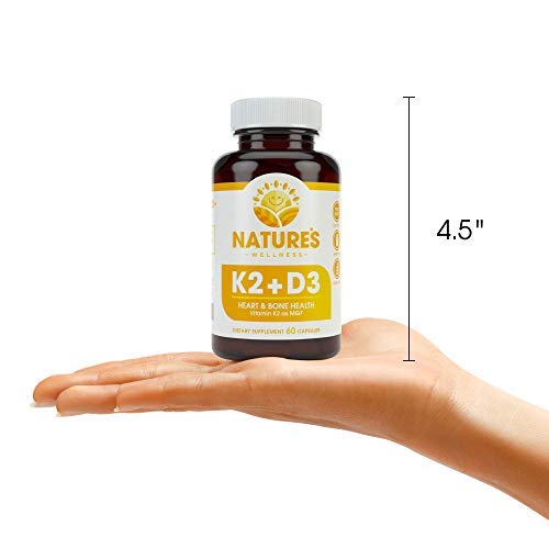 Vitamin K2 (mk7) with D3 Supplement for Best Absorption - 2-in-1 Support for Heart Health and Strong Bones | Vitamin D & K Complex | D3 5000 IU + K2 100 mcg | GMO & Gluten Free - 60 Count