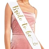 YULIPS Bride To Be Sash - Bachelorette Party Sash Bridal Shower Hen Party Wedding Decorations Party Favors Accessories (White with Gold Lettering)