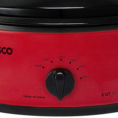 NESCO 481612, Roaster Oven with Porcelain Cookwell, Red, 6 quart, 750