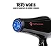 JINRI Hair Dryer 1875W Professional Negative Ionic Blow Dryer with 2 Speed and 3 Heat Settings Cool Shot Button Hair Dryer ,Black