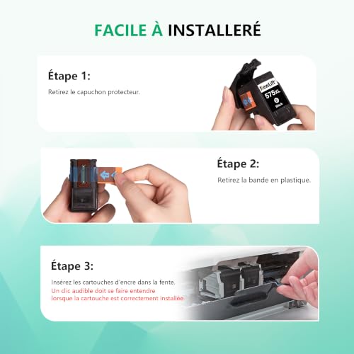 NewLift 575XL 576XL Cartouche d'encre Compatible Cartouche Canon 575 et 576 PG575XL CL576XL pour Canon Pixma TS3551i TR4755i TS3750i TS3550i TR4750i TS3751i TR4751i TR4756i (Noir, Couleur 2-Pack)