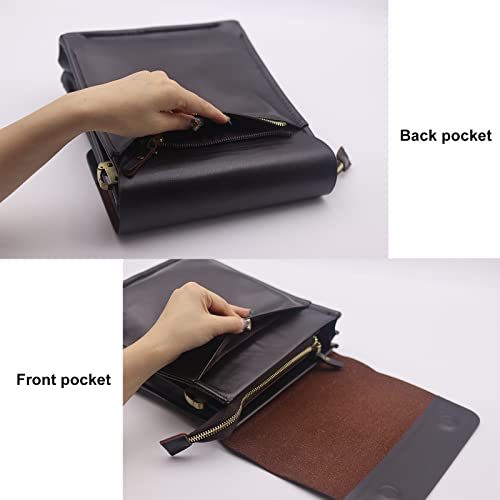 Henmifyer Mens Crossbody Bags Leather Messenger Shoulder Bag Side Sling Bag for Men Travel Work Business Magnetic Buckle Adjustable strap (Brown)