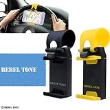 Universal Phone Holder for Car Steering Wheels - 2 Pack - Strong Non Slip Connector - Auto Fit - For iPhone 7, 6, 6s, Samsung Galaxy S7, S6, etc. - With Rebel Tone Cleaning Cloth and Retail Pack