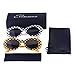 Elimoons Bold Retro Oval Mod Thick Frame Clout Goggles Sunglasses Round Lens 2 Pack,Checkered & Yellow Grid