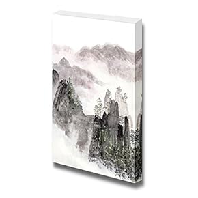 Traditional Chinese Painting of High Mountain Landscape with...