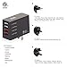 iKits (CB/ETL) 4-Port USB Wall Charger Multi Port Charger with Universal Travel Adapter US UK EU AU, 2Port 1A+ 2 Port 2.4A Smart IC Technology for iPhone, iPad, iPod, Samsung,Moto,Huawei & More Black