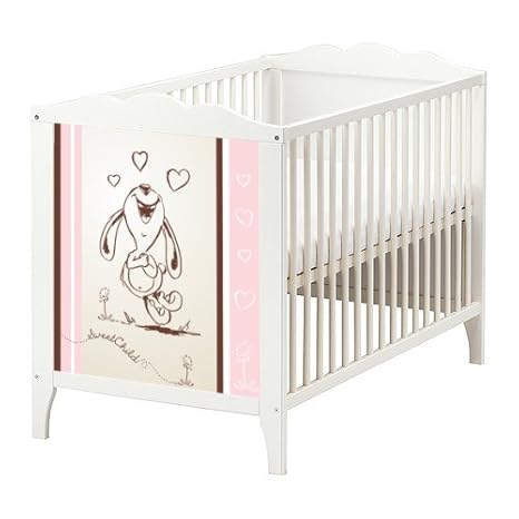 Stikkipix Happy Rabbit Möbelsticker/Aufkleber in rosa für das Babybett Hensvik von IKEA - BB05 - Möbel Nicht Inklusive