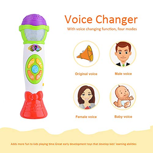 ThinkMax Kids Microphone Toy, Voice Changing and Recording Microphone with Colorful Light Musical Toys (Green) - Thumbnail 2