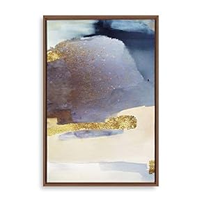 Framed Canvas Home Artwork Decoration Golden Abstract Art Canvas Wall Art for Living Room, Bedroom - 16x24 inches