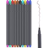 10 Pieces Fineliner Pen Journaling Pen 0.38 mm Colored Sketch Drawing Pen, Maxdot Porous Fine Point Markers for Bullet Journaling and Note Taking, No Bleeding Paper